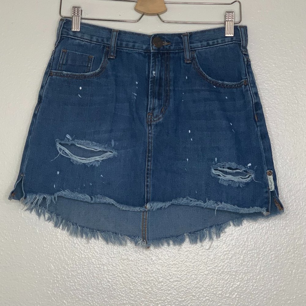 One Teaspoon Skirt Denim High Waist 2020 Mini Raw edge womens Size 29